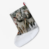 Grande Chaussette De Noël Père Noël et chevaux (Dos (Accrochage))