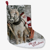 Grande Chaussette De Noël Père Noël et chevaux (Devant)