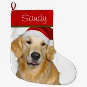 Grande Chaussette De Noël Père Noël Golden Retriever (Devant)