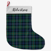 Grande Chaussette De Noël Personalisé vert pourpre Robertson Tartan (Devant)