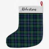 Grande Chaussette De Noël Personalisé vert pourpre Robertson Tartan (Dos)