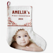 Grande Chaussette De Noël Personalized Baby First Christmas Berry Photo (Devant)
