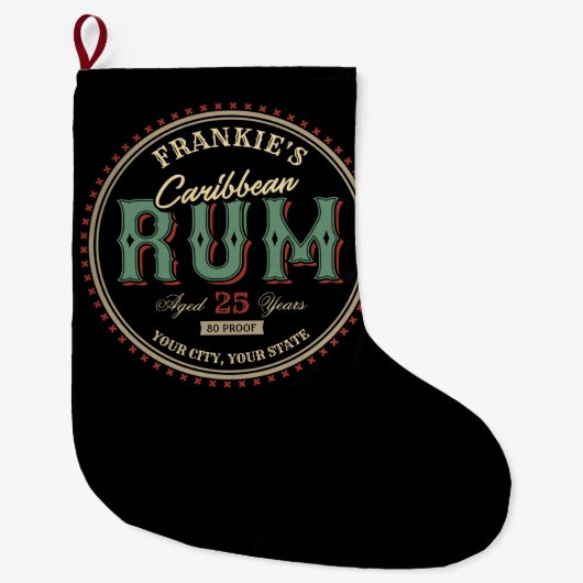 Grande Chaussette De Noël Personalized Caribbean Rum Liquor Bottle Label Bar (Devant)