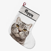 Grande Chaussette De Noël Personalized Cat Photo & Name Christmas Stocking  (Devant (Accrochage))