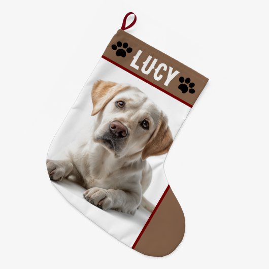 Grande Chaussette De Noël Personalized Dog Photo & Name | Christmas Stocking (Devant (Accrochage))