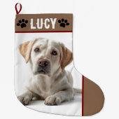 Grande Chaussette De Noël Personalized Dog Photo & Name | Christmas Stocking (Devant)