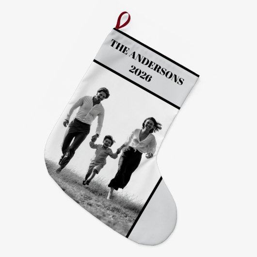 Grande Chaussette De Noël Personalized Family Photo Christmas Stocking (Devant (Accrochage))