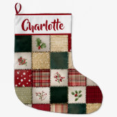 Grande Chaussette De Noël Personalized Patchwork Christmas Stocking  (Devant)