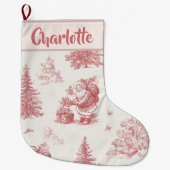 Grande Chaussette De Noël Personalized Pink Toile Christmas Stocking (Devant)