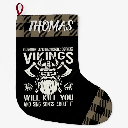 Grande Chaussette De Noël Personalized Vikings Will Kill You And Sing Songs (Devant)