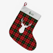 Grande Chaussette De Noël Personnalisé Kerr Tartan Vert Rouge Rouge Plaid (Devant (Accrochage))