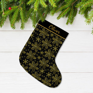 Grande Chaussette De Noël Personnalisé noir et or
