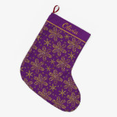 Grande Chaussette De Noël Personnalisé violet or (Devant (Accrochage))
