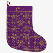 Grande Chaussette De Noël Personnalisé violet or (Devant)