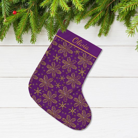 Grande Chaussette De Noël Personnalisé violet or