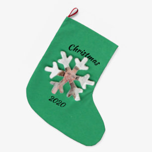 Grande Chaussette De Noël Personnaliser Ajouter un Fléau de neige photo sur