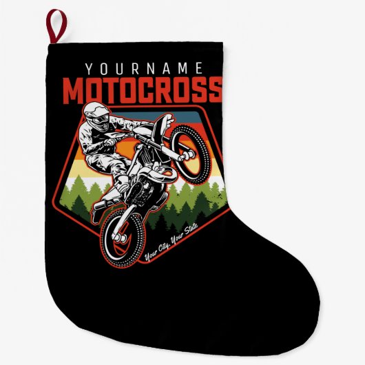 Grande Chaussette De Noël Personnalized Motocross (Devant)