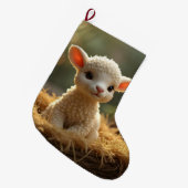 GRANDE CHAUSSETTE DE NOËL PETIT AGNEAU DANS UNE MANGER (Devant (Accrochage))
