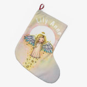 Grande Chaussette De Noël Petit ange mignon et Lune Noël Stocking (Devant (Accrochage))