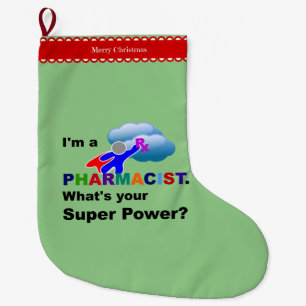 Grande Chaussette De Noël Pharmacien Superhero