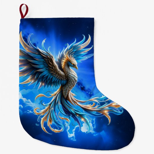 Grande Chaussette De Noël Phénix de l'Aube Saphir (Devant)