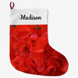 Grande Chaussette De Noël Photo de Red Geranium Flower Nom personnalisé