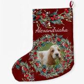 Grande Chaussette De Noël Photo et nom Christmas Wreath Custom (Dos)