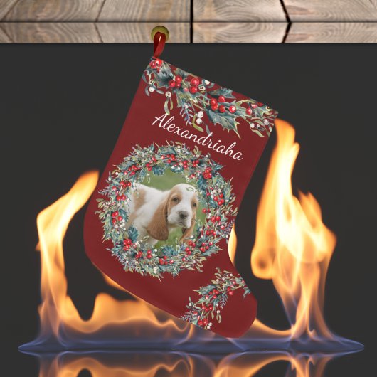 Grande Chaussette De Noël Photo et nom Christmas Wreath Custom