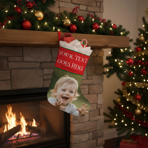 Grande Chaussette De Noël Photo personnalisée de Noël avec image et nom pers