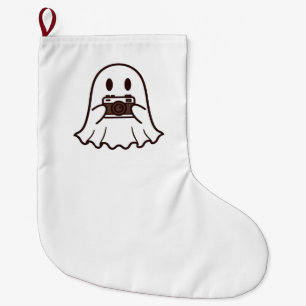 Grande Chaussette De Noël Photographe fantôme d'Halloween mignon