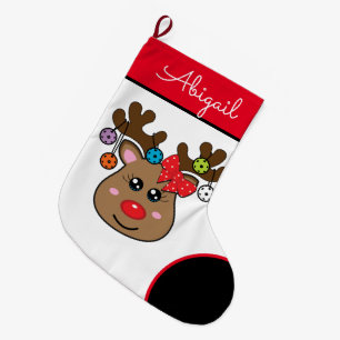 Grande Chaussette De Noël Pickleball Reindee fille