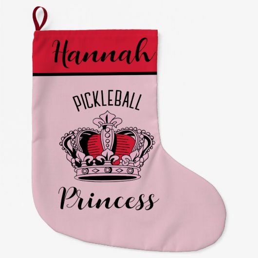 Grande Chaussette De Noël Pickleball rose princesse Couronne (Devant)