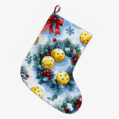 Grande Chaussette De Noël Pickleball thème de Noël (Devant (Accrochage))