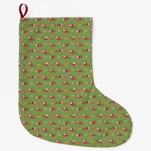 Grande Chaussette De Noël Pilates Santa Seamless Christmas Patterns (Devant)