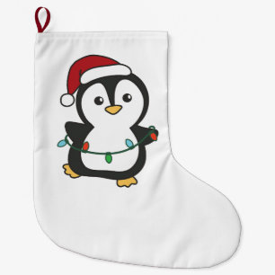 Grande Chaussette De Noël Pingouin Noël Animaux d'hiver Pingouines de vacanc