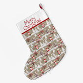 Grande Chaussette De Noël Pingouins et arbres de Noël (Dos (Accrochage))