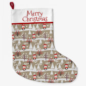 Grande Chaussette De Noël Pingouins et arbres de Noël (Devant)