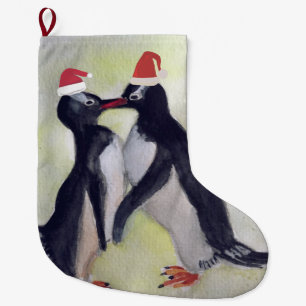 Grande Chaussette De Noël Pingouins Kiss