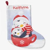 Grande Chaussette De Noël Pingouins mignons en coupe (Devant)