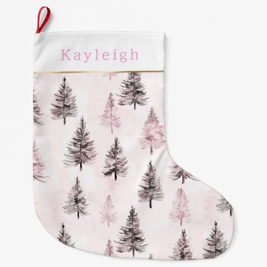 Grande Chaussette De Noël Pink Christmas Trees (Devant)