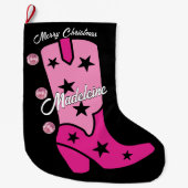 Grande Chaussette De Noël Pink Disco Costal Cowgirl Boot Ajouter Nom Western (Devant)