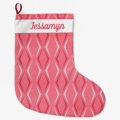 Grande Chaussette De Noël Pink Peppermenthe Mid Century Vacances Moderne (Devant)