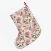 Grande Chaussette De Noël Pink Roses Floral Christmas (Dos (Accrochage))