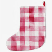 Grande Chaussette De Noël Pink White Plaid Stripes Christmas (Dos)