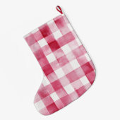Grande Chaussette De Noël Pink White Plaid Stripes Christmas (Dos (Accrochage))