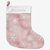 Grande Chaussette De Noël Pink White Snowflakes Christmas (Devant)