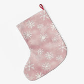 Grande Chaussette De Noël Pink White Snowflakes Christmas (Dos (Accrochage))
