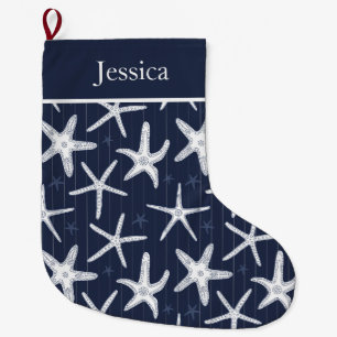 Grande Chaussette De Noël Plage Starfish Marine Côte Bleue