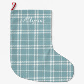 Grande Chaussette De Noël Plaid bleu (Devant)