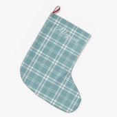 Grande Chaussette De Noël Plaid bleu (Devant (Accrochage))